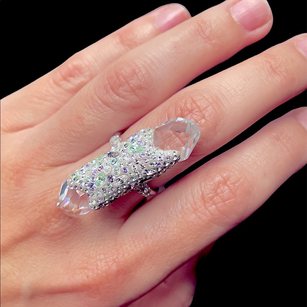 Swarovski Nera ring. In excellent condition. Size 58 Multicolored, white steel